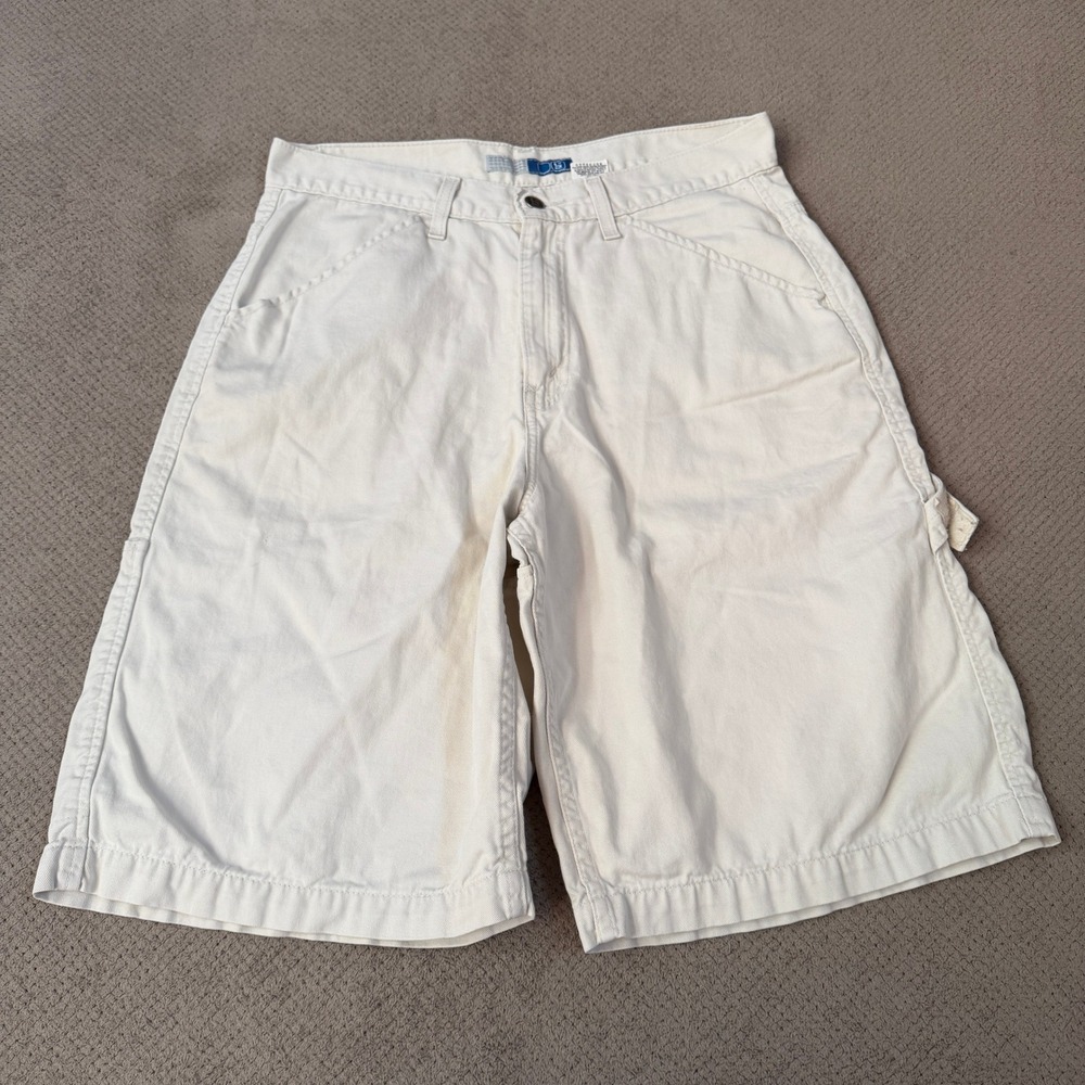 Vintage 2000s Levis L2 Off White Carpenter Shorts Baggy Skate Cream 32
